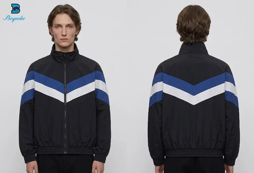 Custom Retro Color-Block Windbreaker Track Jacket