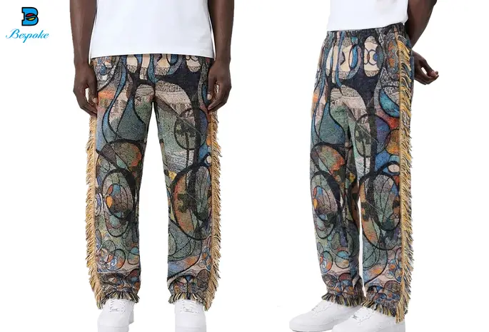 Custom Heavyweight Woven Tapestry Fringe Pants
