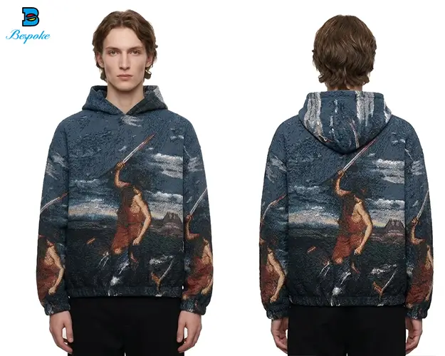 Custom Heavyweight Woven Tapestry Pullover Hoodie