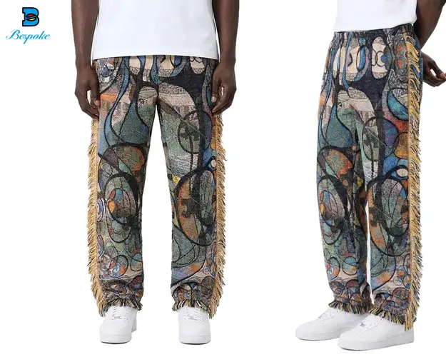 Custom Heavyweight Woven Tapestry Fringe Pants
