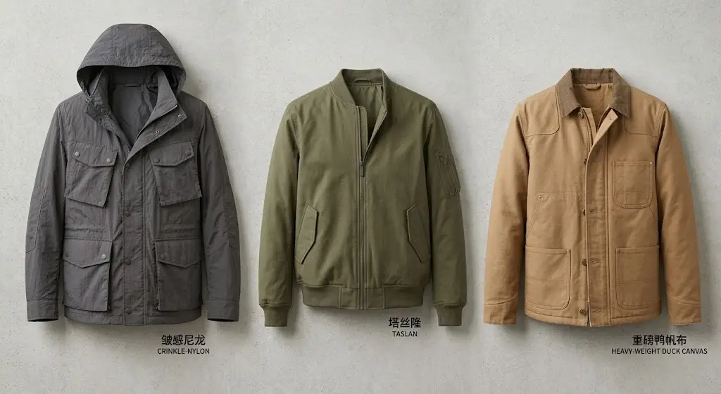 Sourcing Technical Outerwear: Crinkled Nylon vs. Taslan vs. Heavy Duck Canvas