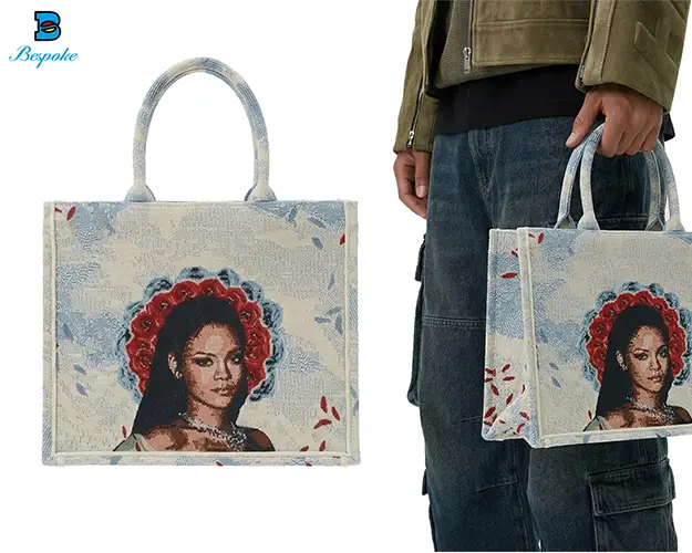 Custom Tapestry Jacquard Graphic Tote Bag