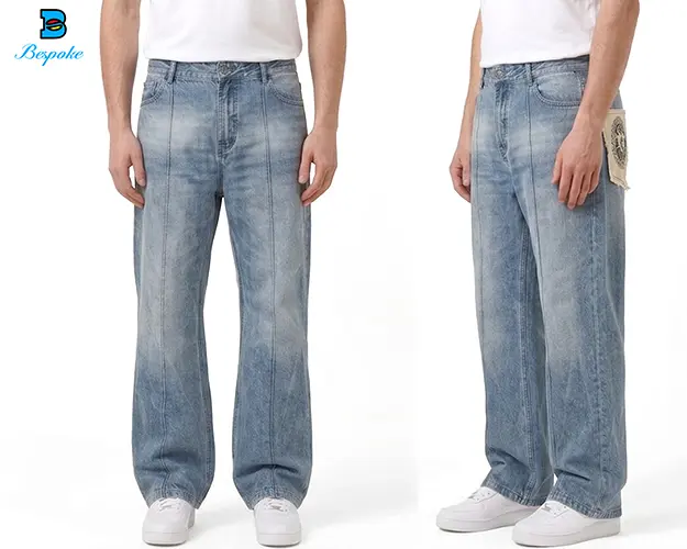 Custom Vintage Acid Wash Baggy & Flared Denim Jeans