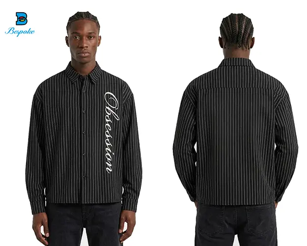 Custom Vertical Pinstripe Embroidered Long-Sleeve Shirt