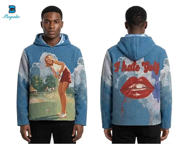 Custom Vintage Tapestry Woven Graphic Hooded Pullover