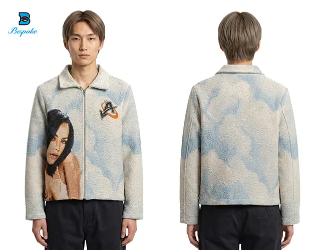 Custom Jacquard Tapestry Woven Zip Jacket with Portrait Artwork