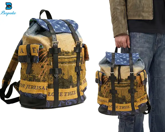 Custom Vintage Tapestry Jacquard Rucksack Backpack