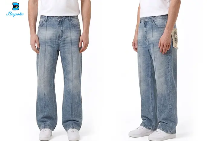 Custom Vintage Acid Wash Baggy & Flared Denim Jeans