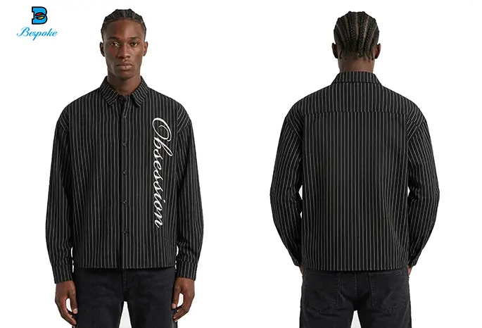 Custom Vertical Pinstripe Embroidered Long-Sleeve Shirt