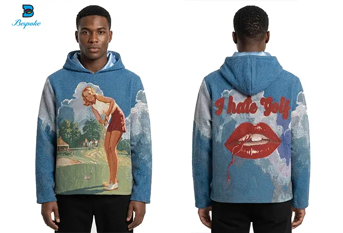 Custom Vintage Tapestry Woven Graphic Hooded Pullover
