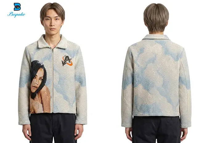Custom Jacquard Tapestry Woven Zip Jacket with Portrait Artwork
